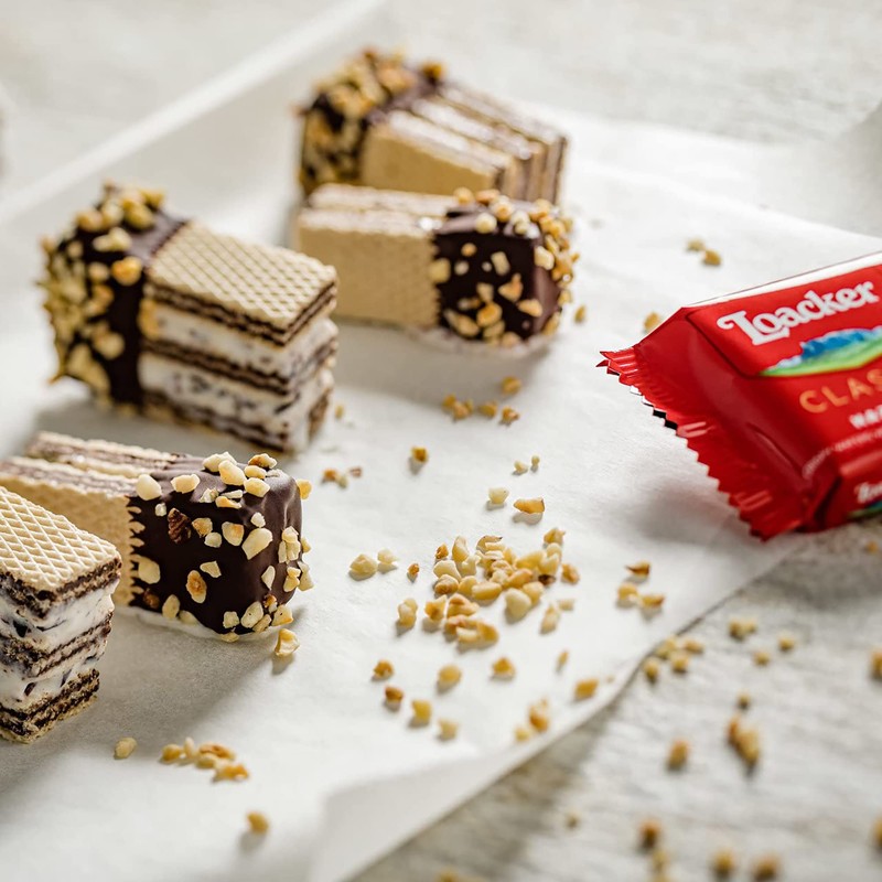 Loacker Classic Hazelnut Wafers - Premium Crispy Wafer Cookies with