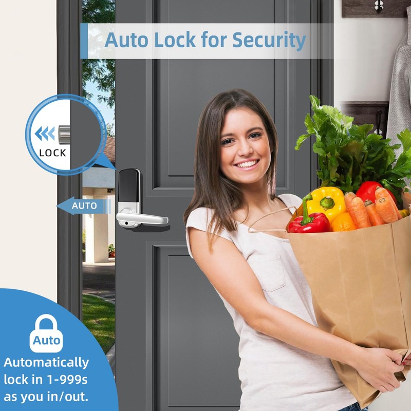 Keyless Entry Door Lock with Keypad, Fingerprint Exterior Locks, Door