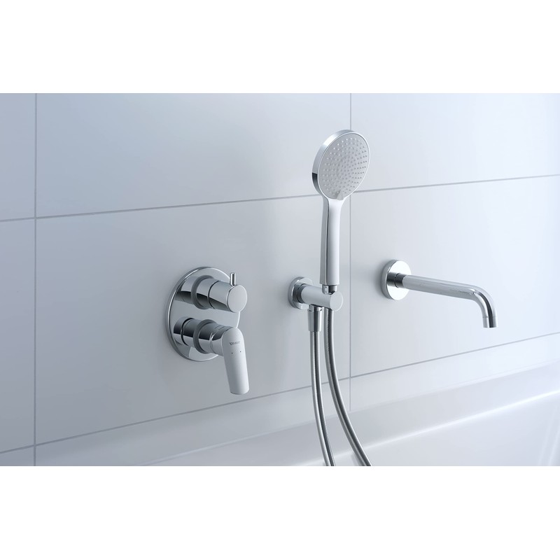Duravit UV0652015010 Universal Shower Head, Chrome/White, wassersparend (MinusFlow), mit 3