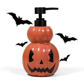 Amaauto Orange Pumpkin Shape Soap Dispenser, Funny Ceramic Soap Dispenser, 21Oz Refillable Essential Oil, Lotion Liquid Hand Soap Dispenser for Bathroom Kitchen
