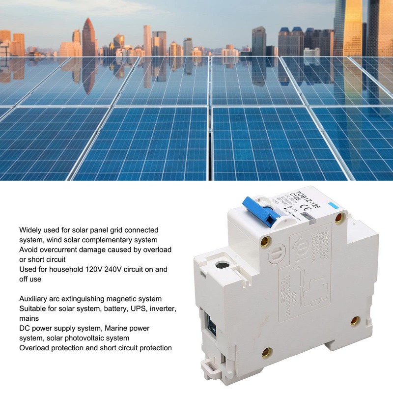 DC Circuit Breaker 1P 125A 250V DIN Rail Mounted Arc