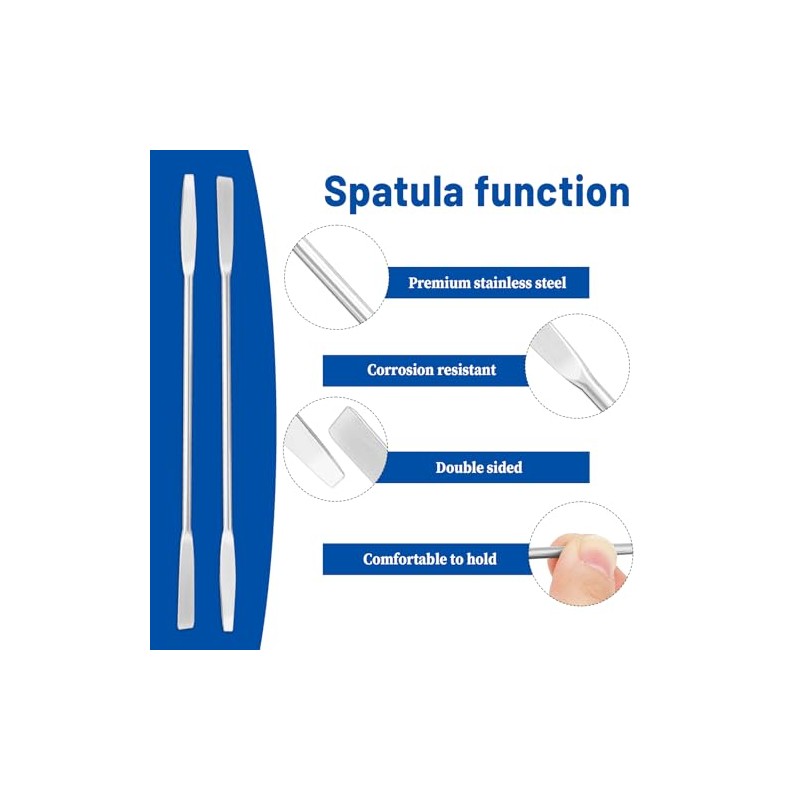 2Pcs Stainless Steel Lab Spatula, Micro Square/Round End Spatula, Lab
