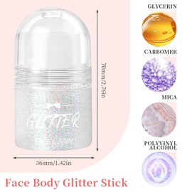 GNHG 2 Pcs Glitzer Gel Roll On Für Haare,Roll-On Body Glitter Gel,Body Glitter,Meerjungfrau Glitzer Make Up,Long-Lasting Powder For Festival Masquerade Birthday Makeupbody,Face,Haare,Lippen