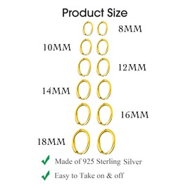 XdealCozyxc Earrings Hoop for Women, Plated Sleeper Cartilage Huggie Earring 8/10/12/14/16/18mm