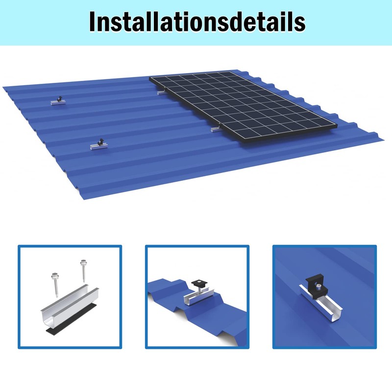 Solar Panel Bracket Flat Roof, Aluminium Photovoltaic Mounting Rail 12