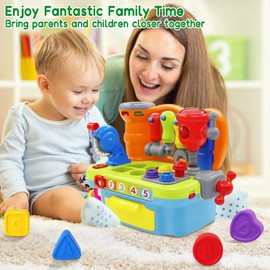 SYAOMUNLY Baby Toys for 1 Year Old Boy Girl Musical Learning Workbench for 1 2 Year Old Boy Birthday Gift Early Educational Sound Shape Toddler Toys Age 1-2 Tool Set for Kids 12-18 Months