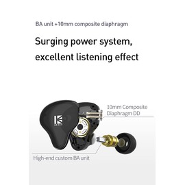 Kinboofi KBEAR KS2 - Auriculares de oído estéreo 1BA 1DD IEM,auriculares híbridos deportivos con cancelación de ruido de alta fidelidad con placa de frecuencia PCB, cable desmontable de 2 pines, para…