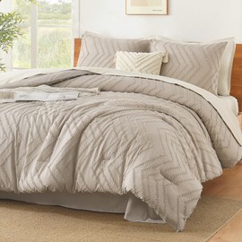 Litanika Comforter Oversized King Size Set Khaki, 3 Pieces Chevron Tufted Solid Bedding Comforter Sets, Fluffy Bed Set