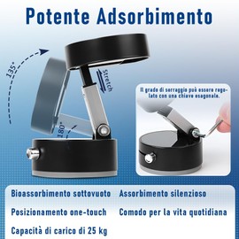 Grillix Vakuum Magnetische Handyhalterung Auto, Faltbarer tragbarer Vakuum Magnet Handyhalter, mit verstellbarem Teleskoparm, 360° drehbare magnetische Autohalterung