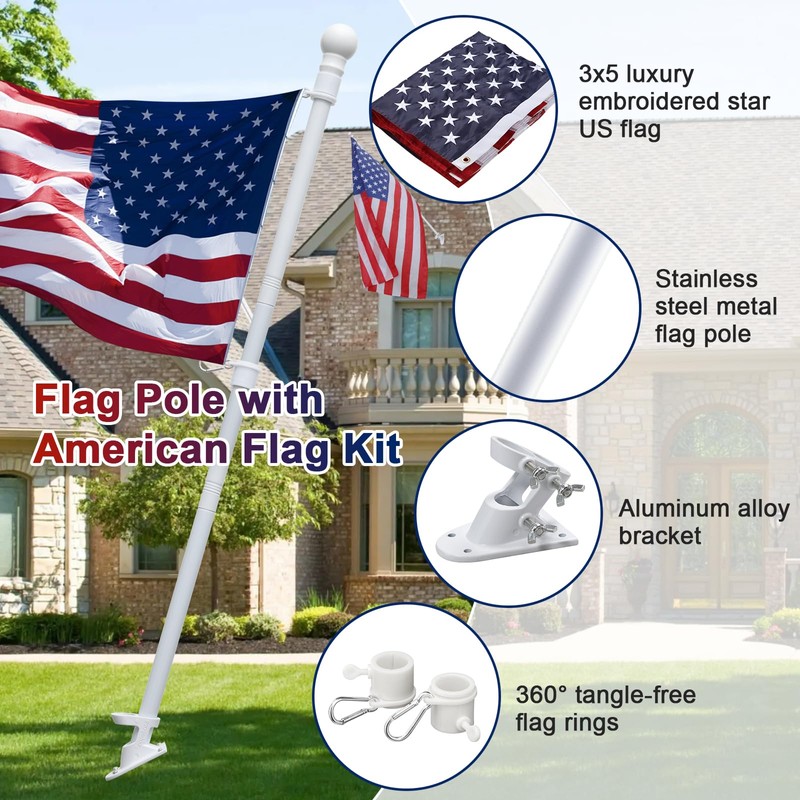 Barcetine Flag Pole Kit - Includes 5ft Heavy Duty Tangle