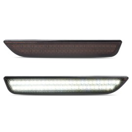 HECASA Rear LED Side Marker Light Compatible with 2010-2014 Ford Mustang Base GT Shelby GT500 Boss 302 Replacement for AR3Z15A201C AR3Z15A201D Smoke Lens White Light Rear - 2Pcs