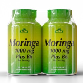 ALFA VITAMINS Moringa with Vitamin B6 Nutrient-Rich Superfood Supplement with Antioxidants & Essential B Vitamins – 100 Capsules (2-Pack)