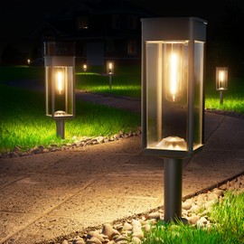 BITPOTT Bright Solar Pathway Lights Outdoor Waterproof IP65, 8 Pack Auto On/Off Solar Outdoor Lights for Path, Yard, Patio, Landscape, Lawn, Walkway, Driveway, Garden Decor Lighting Solar Powered