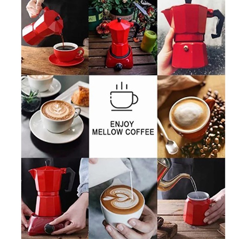 150ml Moka Pot Uniform Heat Distribution Aluminum Stovetop Moka Coffee