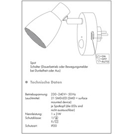 Trango LED Sensor Nachtlicht 2635-018 in Chrom mit Automatikfunktion direkt 230V mit Bewegungssensor I Sicherheitslicht I Steckdose Lampe I Wandlampe I Orientierungslicht I Kinder Nachtlicht