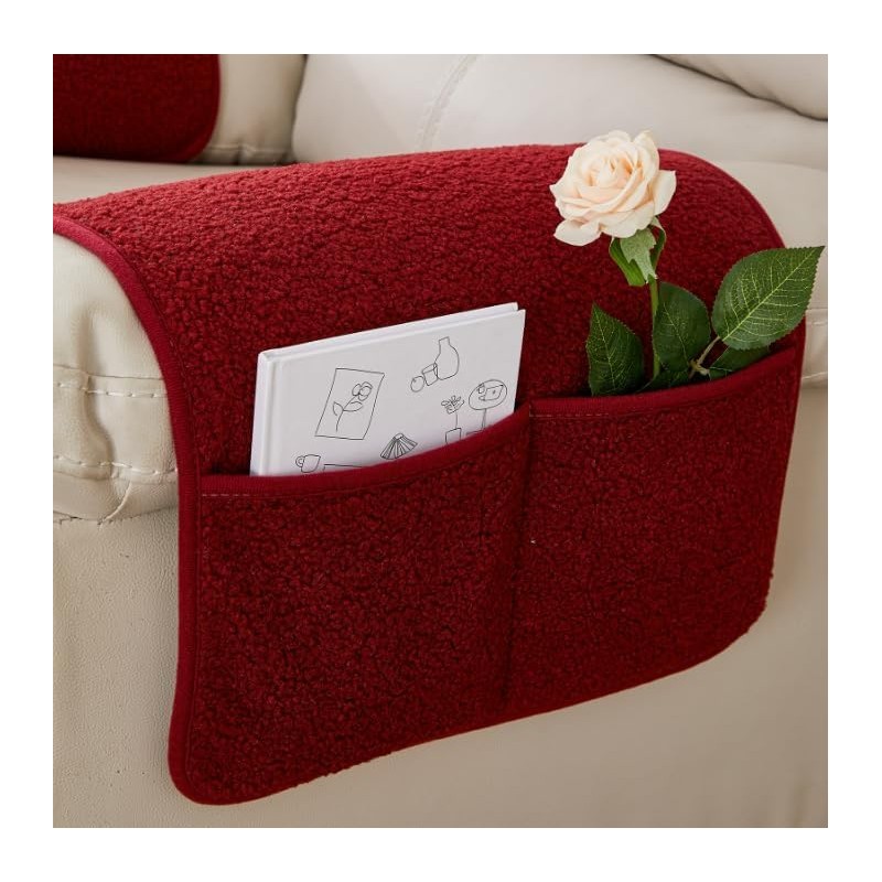Valentine's Red Velvet Recliner Cover Set - Stretchable 3-Pc Sofa