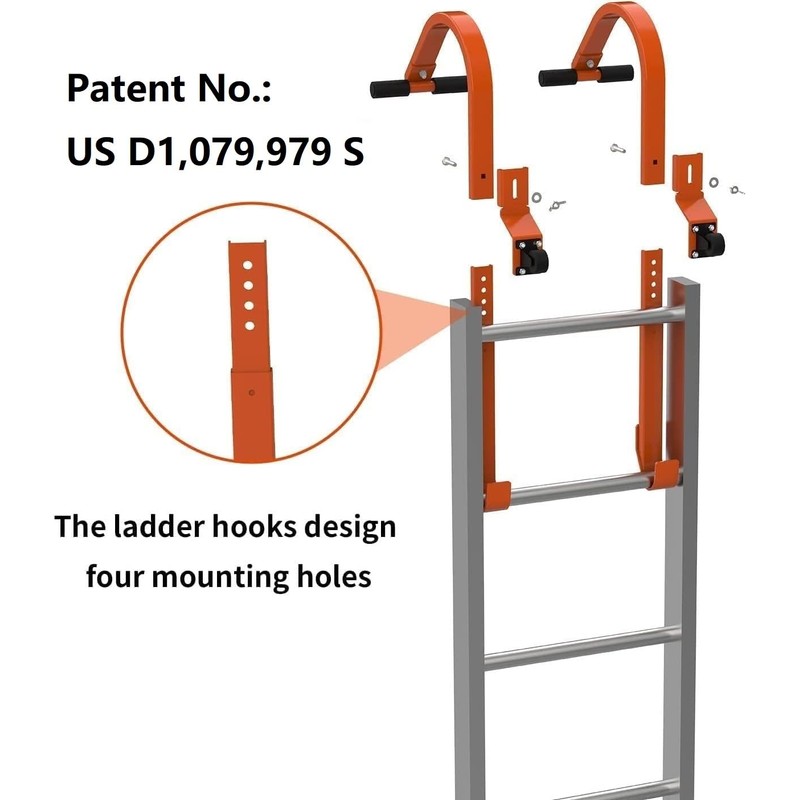 2 Pack Heavy Duty Roof Ladder Hook with Wheel,Extension Ladder