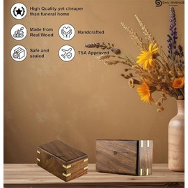 Handmade Rosewood Wooden Cremation Urn for Human Ashes, Burial Memorial Keepsake Box for Adults, Funeral Urn for Loved Ones (5 x 3 x 2.25 Inches)