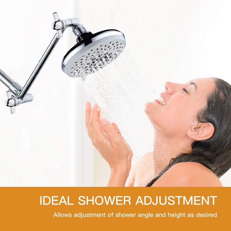 11 Inch Shower Head Extension Arm Chrome.Solid Brass Adjustable Shower
