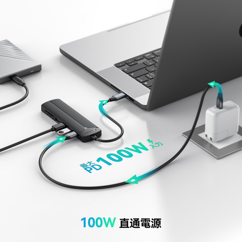 USB C Hub, Yottamaster 7-IN-1 USB Hub, Type-C PD, 100W,