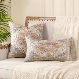 Miuyunya Set of 2 Boho Cushion Covers, 50 x 50 cm, Decorative Bohemian Retro Ethnic Cushion Covers, Decorative Cushion, Double-Sided Square Cushion, Decorative Cushion Covers for Sofa, Bedroom