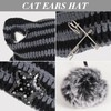 Cat Ear Beanie Y2K Hat, Women Girl Emo Crochet Striped