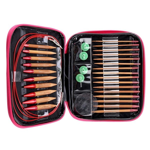 Circular Knitting Needles Ring Set Interchangeable Carbonised Bamboo Needles Set