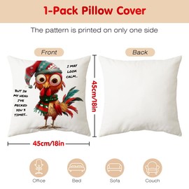 Cirzone Chicken Gifts Chicken Decor Christmas Pillow Cover 18 x 18 Funny Chicken Gifts for Women Lady Chicken Lovers Crazy Chicken Mom Gifts for Bedroom Sofa Home Decoration