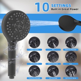 All Metal Shower Head, 8" High Pressure Rainfall/Handheld Shower Combo with 11" Extension Arm, 10-Spray Handheld Showerhead, 71" Long Hose, 3-Way Diverter Valve, Oil Rubbed Bronze