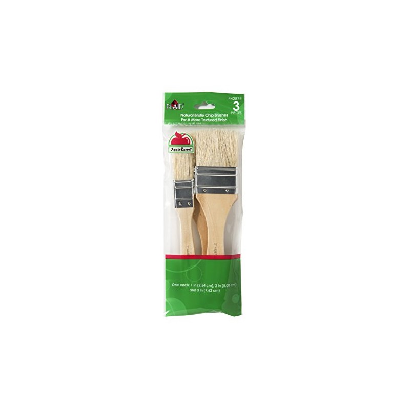 Plaid Apple Barrel Chip Brush Set NAT Bristle 3pc