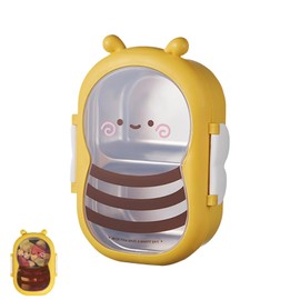 Cartoon Bee Lunch Box, Stainless Steel Lunch Box for Children, Stainless Steel Lunch Box with Compartments, Satch Lunch Box Stainless Steel, Can Be Used for School, Work, Picnic and Travel