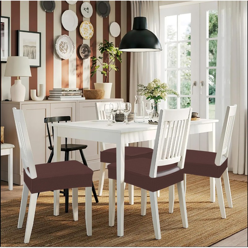 Smiry Stretch Jacquard Seat Covers for Dining Room Chairs Set