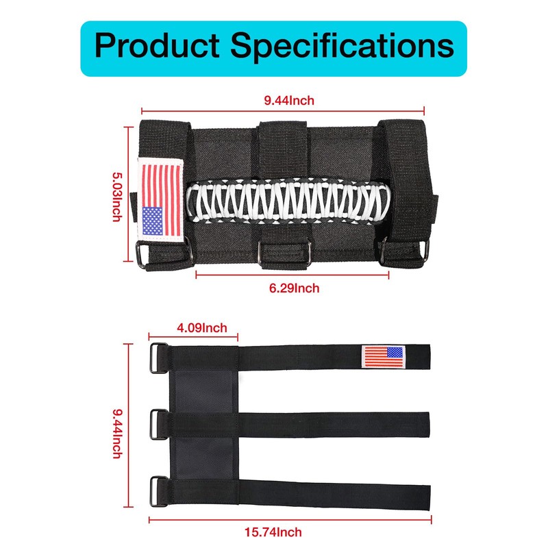 Gaizon 4 Pack Grab Handles Roll Bar Paracord Handgrip Handles
