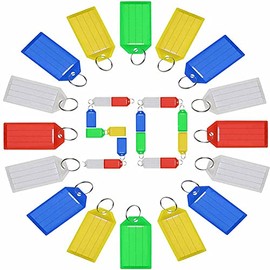 50 Plastic Assorted Key Rings Key ID Label Tags Split Ring Key Ring in Red, Blue, Green, White and Yellow