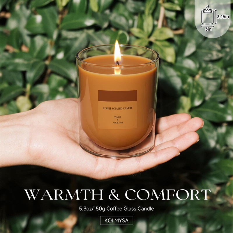 KOIMYSA Coffee Scented Aromatherapy Candle, Cozy Warm Soy Wax Candle