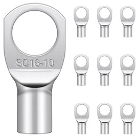 Hanibos 10 Stck Rohrkabelschuh M10, Hanibos Kabelschuhe 16mm2 Unisolierte SC Ringkabelschuh erzinnte Kupfer Rohrkabelschuhe fr Batteriekabel Kfz Verteilerk?sten