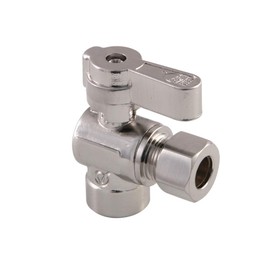 Kingston Brass KF4320SN Baseline 1/2" Sweat x 3/8" OD Comp Angle Stop Valve, Brushed Nickel