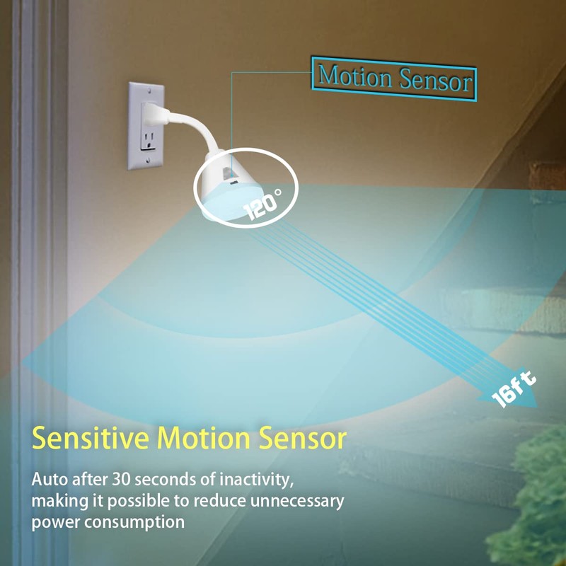 eyesfon Plug in Motion Sensor Night Light, LED Infrared Sensor