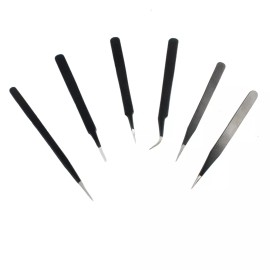 SFC Tools Tweezers Fine Tip Epoxy Coated Non-Magnetic Set of 6 - 57-159
