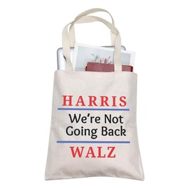 Harris Walz 2024 We're Not Going Back Tote Bag 2024 Election Gift Kamala Madam President Anti Trump Gift Political Tote Bag (TB, Harris Walz Tote CA)