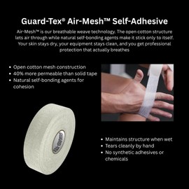 Guard-Tex® Black Self-Adhesive Athletic Tape 1 1/2 Inches - Natural Cotton Air-Mesh™ Breathable - No Sticky Residue - 90ft Roll USA Made