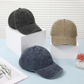 3 Pack Baseball Cap for Men Women Adjustable Washed Polo Style Hat Casual Cap Summer Sun Hat for Men Women Outdoor Golf Tennis