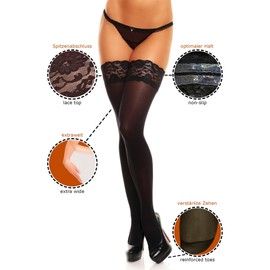 GLAMORY Women's Glamory Micro 60 60 DEN Matt Fine Hold-Up Stockings, Black (Schwarz), Medium