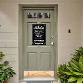 FORSHUYU Black No Soliciting Sign for House 12x8 Inch Weatherproof Yard Sign, Fade-Proof & Rust-Proof Anti Soliciting Sign with Clear Message, Easy Mount