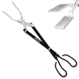 BBQCroc 3 in 1 Barbecue Tool 21-inch - Extra Light and Long Tongs, Spatula and Grill Scraper (Black)