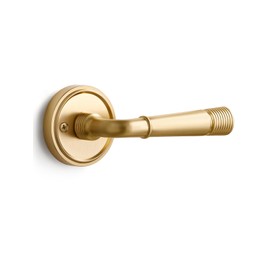 SORWDUERM 2 Pack Gold Door Lever Passage Door Levers Brushed Gold Interior Satin Brass Door Handle for Hall and Closet,Zinc Alloy