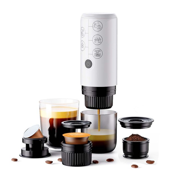 HAILASRE Portable Espresso Machine Mini 12V Rechargeable 3-in-1 Multi-Function Electric