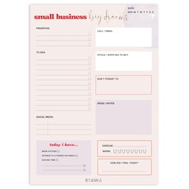 BYANIKA A5 Small Business Planner Notepad Daily Planner Pad Desk Pad Small Business Owner Self Care To Do List Notepad Organiser Productivity Planner Social Media Planner
