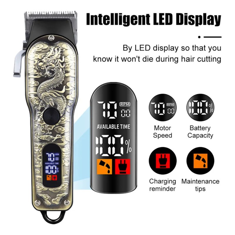 Kit 2 Cortapelos Led Usb-c Para Cabello Y Barba Negro