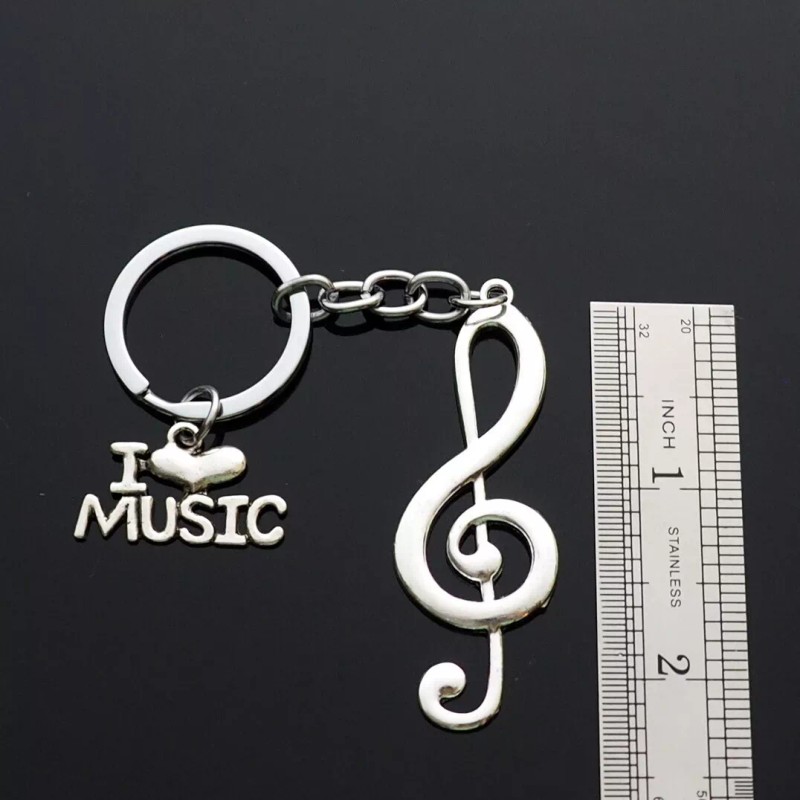 I Love Music & Treble Clef Charms Pendants Keychain Teacher